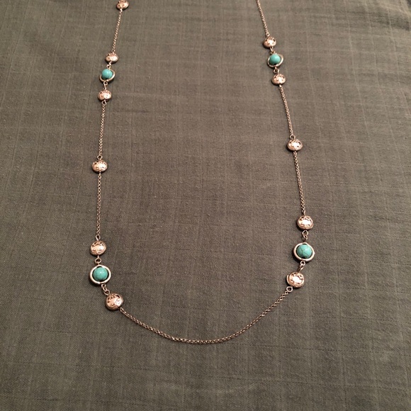 Jewelry - Elegant Turquoise and Silver Long Sweater Necklace